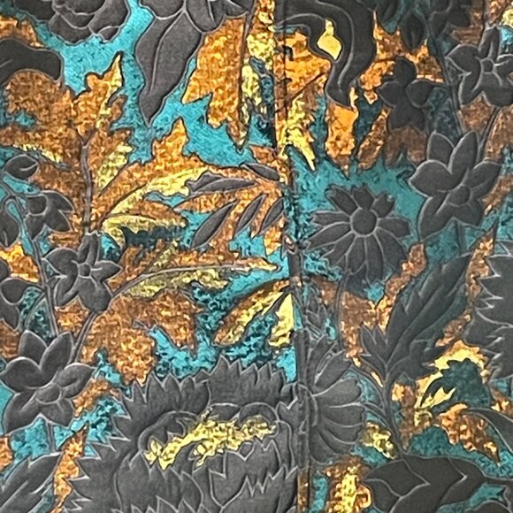 CHICO'S (NEW) Tapestry/Brocade Floral Long Line Blazer, Blk/Turq/Rust - 4/20-22 - Picture 3 of 10